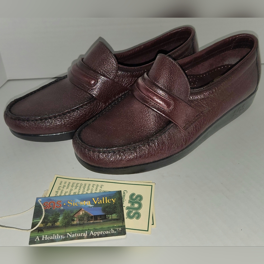NEW! Men’s SAS Alamo Leather Slip-On Loafers Cordovan Size 10 USA Made